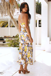 Floral Slit Cami Backless Cut-Out Midi Dress